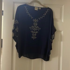 Alcee Blue Silk Studded Top XS